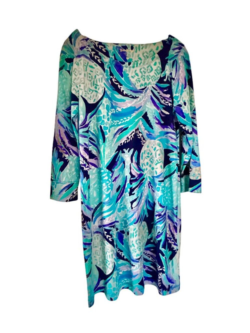 Lilly Pulitzer Bright Navy “Alotta Hollee” Dress – Size L – Very Good